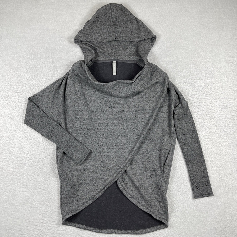 Athleta Sweatshirt Womens Small Gray Purana Wrap Hooded Casual Athleisure Comfy